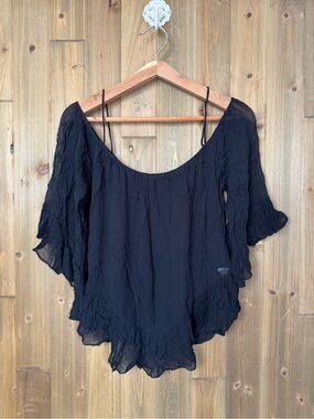Zara Trafaluc Black Off-Shoulder Lightweight Women's Top